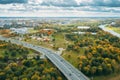 Mahiliou, Belarus. Mogilev Cityscape And Kastrychnitski District. Aerial View Of Skyline In Autumn Day. Bird`s-eye View