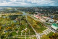 Mahiliou, Belarus. Mogilev Cityscape And Podnikol`skiy Park. Aerial View Of Skyline In Autumn Day. Bird`s-eye View