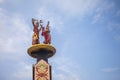 Mahir Mahar Monument in Palangkaraya, The monument depicts a pair of traditional dancers of Central Kalimantan. Royalty Free Stock Photo