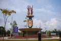 Mahir Mahar Monument in Palangkaraya, The monument depicts a pair of traditional dancers of Central Kalimantan. Royalty Free Stock Photo