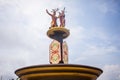 Mahir Mahar Monument in Palangkaraya, The monument depicts a pair of traditional dancers of Central Kalimantan. Royalty Free Stock Photo