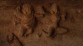 Cave Temple. Sculptures carved in rock. Rock background