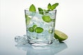 Mahito Cocktail. Exquisite Refreshment with Lime, Crisp Ice, and Fresh Mint Leaves Royalty Free Stock Photo
