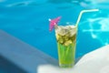 Mahito glass near the pool Royalty Free Stock Photo