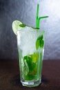 mahito with ice. mint and lime refreshing drink Royalty Free Stock Photo