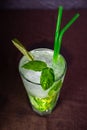 mahito with ice. mint and lime refreshing drink Royalty Free Stock Photo