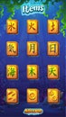 Mahjong item set fire, water, earth, air, moon, sun, sea, tree, sky Royalty Free Stock Photo