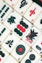 Mahjong Or mah-jongg Game Pieces and Dice Close Up Royalty Free Stock Photo