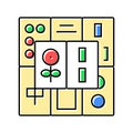 mahjong tiles board table color icon vector illustration
