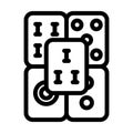 mahjong tiles board table line icon vector illustration