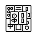 mahjong tiles board table line icon vector illustration