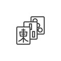 Mahjong tiles line icon