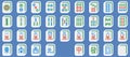Mahjong tiles set, vector illustration flat design Royalty Free Stock Photo