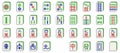 Mahjong tiles set, vector illustration flat design Royalty Free Stock Photo