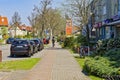 Street view with a bikeway in a small town south of Berlin Royalty Free Stock Photo