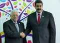 Mahmoud Abbas, president of Palestine and Venezuelan President Nicolas Maduro