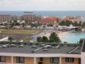 Maho Beach and Airport runway at Sint Maarten Royalty Free Stock Photo