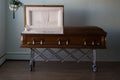 Funeral Home Mahogany Casket Royalty Free Stock Photo