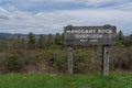 Mahogony Rock Overlook sign on the Blue Ridge Parkway Royalty Free Stock Photo