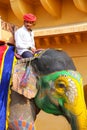 Mahout riding decorated elephant inside Jaleb Chowk main courty