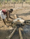 Mahut preparing Food for elephants, Bandhavgarh, Madhya Pradesh,