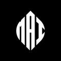 MAI circle letter logo design with circle and ellipse shape. MAI ellipse letters with typographic style. The three initials form a Royalty Free Stock Photo