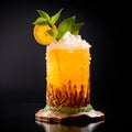 Mai Tai cocktail in a classic tiki glass with crushed ice and a fresh mint