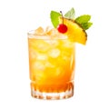 Mai Tai cocktail in classic tiki glass with crushed ice, pineapple and mint Royalty Free Stock Photo