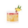 Mai Tai Cocktail garnish with pineapple slice and cherry. Classic alcoholic beverage. Summer aperitif. Alcoholic drink Royalty Free Stock Photo