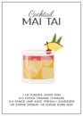 Mai Tai Cocktail garnished with pineapple slice and cherry. Classic alcoholic beverage recipe. Summer aperitif poster Royalty Free Stock Photo