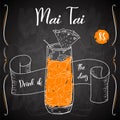 Mai Tai cocktail. Hand drawn drink on white background. Vector illustration Royalty Free Stock Photo