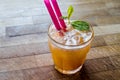 Mai Tai Cocktail with mint leaves and ice. Royalty Free Stock Photo