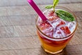 Mai Tai Cocktail with mint leaves and ice. Royalty Free Stock Photo