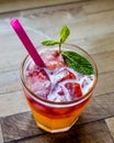 Mai Tai Cocktail with mint leaves and ice. Royalty Free Stock Photo