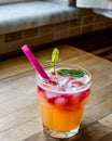 Mai Tai Cocktail with mint leaves and ice. Royalty Free Stock Photo