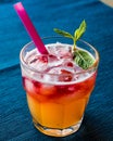 Mai Tai Cocktail with mint leaves and ice. Royalty Free Stock Photo