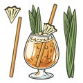 Mai Tai cocktail with slice of pineapple for bar menu. Alcochol exotic cocktail