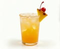 A mai tai in a short glass with a cherry and pineapple garnish Royalty Free Stock Photo