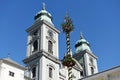 Maypole installation in Linz on the danube Upper Austria