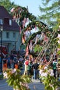 Maypole installation in Lenzing, Austria