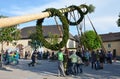 Maypole installation in Schoerfling, Austria