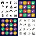Maid All in One Icons Black & White Color Flat Design Freehand Set Royalty Free Stock Photo