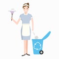 Maid with dust brush icon, Cleaning illustration