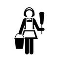 Maid with dust cleaner vector icon Royalty Free Stock Photo