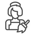 Maid line icon. Clean service vector illustration isolated on white. Housemaid outline style design, designed for web Royalty Free Stock Photo