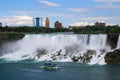 The Maid of the Mist cruise tour boat in front of The American and Bridal veil falls Royalty Free Stock Photo