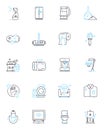 Maid service linear icons set. Cleaning, Housekeeping, Dusting, Sweeping, Mopping, Vacuuming, Tidying line vector and