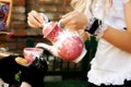 Maid serving a tea Royalty Free Stock Photo