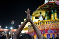 Maidan, Kolkata, 01-07-2022. Devotes Clapping With joy in Kolkata Iskcon Rath Yatra 2022 Royalty Free Stock Photo