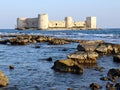 Maiden castle, Girl castle in Mersin Turkey, castle in the sea, castle of maiden, kizkalesi, kiz kalesi Royalty Free Stock Photo